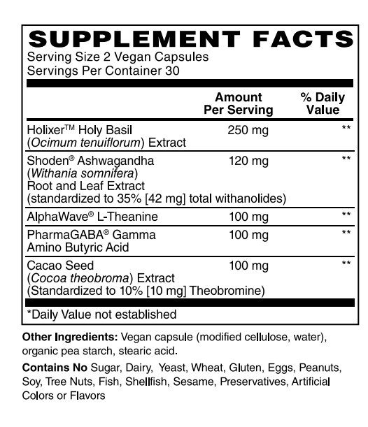 Supplement Facts for HUA Wellness Advanced Stress Support Supplement