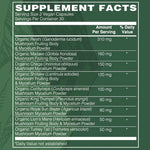 Supplement facts for HUA Wellness Organic Mushroom Immune Support Supplement