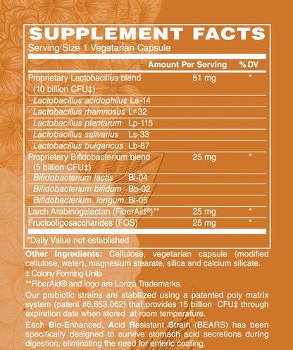 Supplement Facts for Women's 15 Billion Probiotic by HUA Wellness